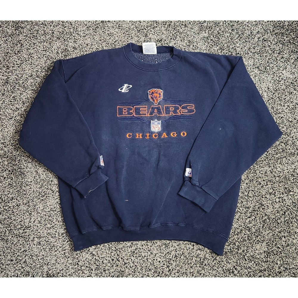 Vtg 90's Logo Athletic NFL Chicago Bears Sweatshirt Blue Sz L MADE IN USA Retro